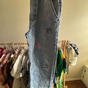 Zara Light Blue Embroidered Kids Jeans with Stitch Motifs